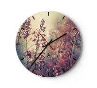 Reloj de Pared 40x40cm Reloj de Vidrio Flores Lluvia Luz Silencioso Decorativo