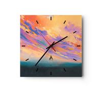 Reloj de Pared 40x40cm Reloj de Vidrio gente prado naturaleza Silencioso