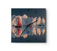 Reloj de Pared 40x40cm Reloj de Vidrio Glaciar Océano Groenlandia Silencioso
