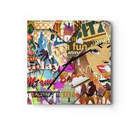 Reloj de Pared 40x40cm Reloj de Vidrio graffiti moderno Silencioso Decorativo