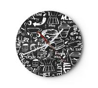 Reloj de Pared 40x40cm Reloj de Vidrio graffiti moderno Silencioso Decorativo