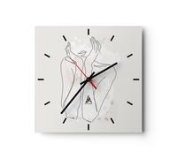 Reloj de Pared 40x40cm Reloj de Vidrio Gráficos Mujer Luz Silencioso Decorativo