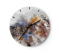 Reloj de Pared 40x40cm Reloj de Vidrio guitarra musica Silencioso Decorativo
