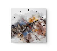 Reloj de Pared 40x40cm Reloj de Vidrio guitarra musica Silencioso Decorativo