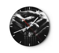Reloj de Pared 40x40cm Reloj de Vidrio Guitarra Músico Música Silencioso