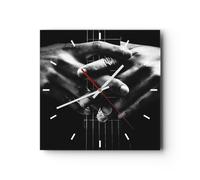 Reloj de Pared 40x40cm Reloj de Vidrio Guitarra Músico Música Silencioso