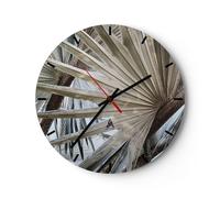 Reloj de Pared 40x40cm Reloj de Vidrio Hoja Palmera Naturaleza Silencioso