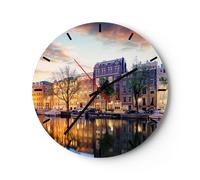 Reloj de Pared 40x40cm Reloj de Vidrio Holanda canal Silencioso Decorativo
