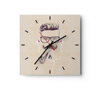 Reloj de Pared 40x40cm Reloj de Vidrio hombre moderno Silencioso Decorativo