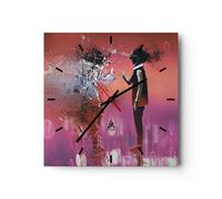 Reloj de Pared 40x40cm Reloj de Vidrio hombre moderno Silencioso Decorativo