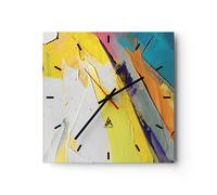 Moderno Reloj de Vidrio 40x40cm Cuadrado Decorativo Abstracto Arte - 4871