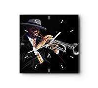 Reloj de Pared 40x40cm Reloj de Vidrio jazz musica musico Silencioso Decorativo