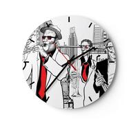 Reloj de Pared 40x40cm Reloj de Vidrio jazz musica musico Silencioso Decorativo