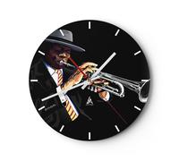 Reloj de Pared 40x40cm Reloj de Vidrio jazz musica musico Silencioso Decorativo
