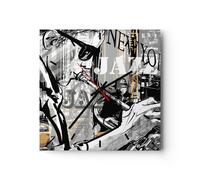 Reloj de Pared 40x40cm Reloj de Vidrio jazz musica musico Silencioso Decorativo