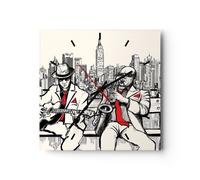 Reloj de Pared 40x40cm Reloj de Vidrio jazz musica musico Silencioso Decorativo