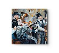 Reloj de Pared 40x40cm Reloj de Vidrio jazz musica musico Silencioso Decorativo
