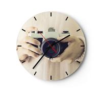 Reloj de Pared 40x40cm Reloj de Vidrio La Cámara Retro Fotografía Silencioso