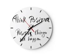 Reloj de Pared 40x40cm Reloj de Vidrio Lema Pensamiento Positivamente Silencioso