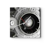 Reloj de Pared 40x40cm Reloj de Vidrio Lente Blanco Y Negro Vintage Silencioso