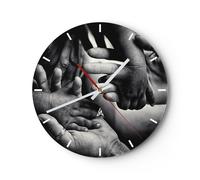 Reloj de Pared 40x40cm Reloj de Vidrio Manos Tolerancia Comunidad Silencioso