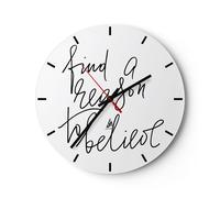 Reloj de Pared 40x40cm Reloj de Vidrio Manuscrito Lema Creer Silencioso