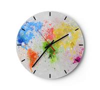 Reloj de Pared 40x40cm Reloj de Vidrio mapa mundo moderno Silencioso Decorativo