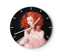 Reloj de Pared 40x40cm Reloj de Vidrio mineral mujer rosa Silencioso Decorativo