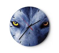 Reloj de Pared 40x40cm Reloj de Vidrio Mira El Lobo Ojos Silencioso Decorativo