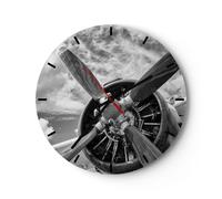 Reloj de Pared 40x40cm Reloj de Vidrio Motor Blanco Y Negro Hélice Silencioso
