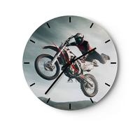 Reloj de Pared 40x40cm Reloj de Vidrio motor deporte casco Silencioso Decorativo