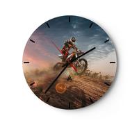 Reloj de Pared 40x40cm Reloj de Vidrio motor equitación casco Silencioso