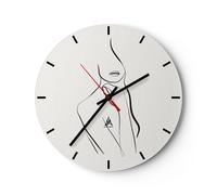 Reloj de Pared 40x40cm Reloj de Vidrio Mujer Esbozo Dibujo Silencioso Decorativo