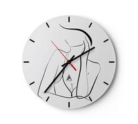 Reloj de Pared 40x40cm Reloj de Vidrio Mujer Líneas Minimalismo Silencioso