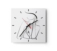 Reloj de Pared 40x40cm Reloj de Vidrio Mujer Líneas Minimalismo Silencioso