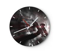 Reloj de Pared 40x40cm Reloj de Vidrio Músico Saxofonista Negro Silencioso