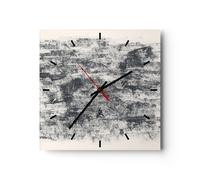 Reloj de Pared 40x40cm Reloj de Vidrio Negro Fondo Pintura Silencioso Decorativo