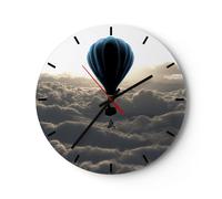 Reloj de Pared 40x40cm Reloj de Vidrio nube globo cielo Silencioso Decorativo