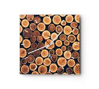 Reloj de Pared 40x40cm Reloj de Vidrio nudo arbol tronco Silencioso Decorativo