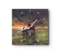 Reloj de Pared 40x40cm Reloj de Vidrio piano musica Silencioso Decorativo