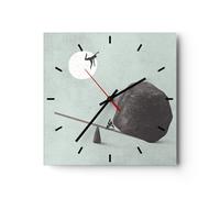 Reloj de Pared 40x40cm Reloj de Vidrio Piedra Palanca Física Silencioso