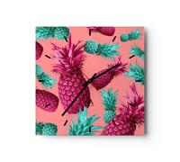 Reloj de Pared 40x40cm Reloj de Vidrio piña fruta jugo Silencioso Decorativo