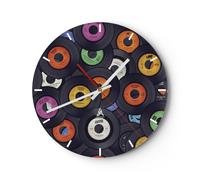 Reloj de Pared 40x40cm Reloj de Vidrio Placas vinilos gráficos Silencioso