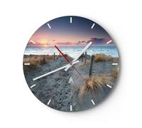 Reloj de Pared 40x40cm Reloj de Vidrio Playa Arena Paseo Silencioso Decorativo