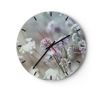 Reloj de Pared 40x40cm Reloj de Vidrio Prado Ajo Flor Silencioso Decorativo