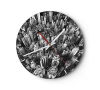 Reloj de Pared 40x40cm Reloj de Vidrio Rascacielos Con Montañas Silencioso
