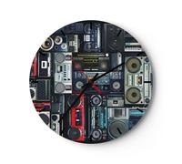 Reloj de Pared 40x40cm Reloj de Vidrio receptor radio Silencioso Decorativo