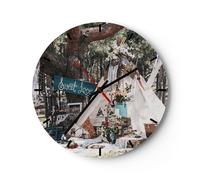 Reloj de Pared 40x40cm Reloj de Vidrio Recién casados Amor Paisajes Silencioso