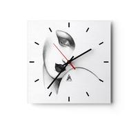 Reloj de Pared 40x40cm Reloj de Vidrio Retrato Mujer Esbozo Silencioso