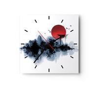 Reloj de Pared 40x40cm Reloj de Vidrio rojo sol puerta Silencioso Decorativo